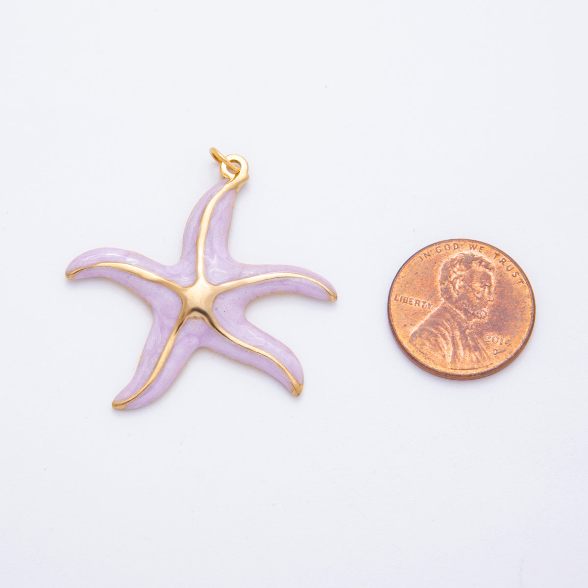 Stainless Steel Blue, Purple, Orange, Green Enamel Shell Pearl Starfish Charm | J493 J494