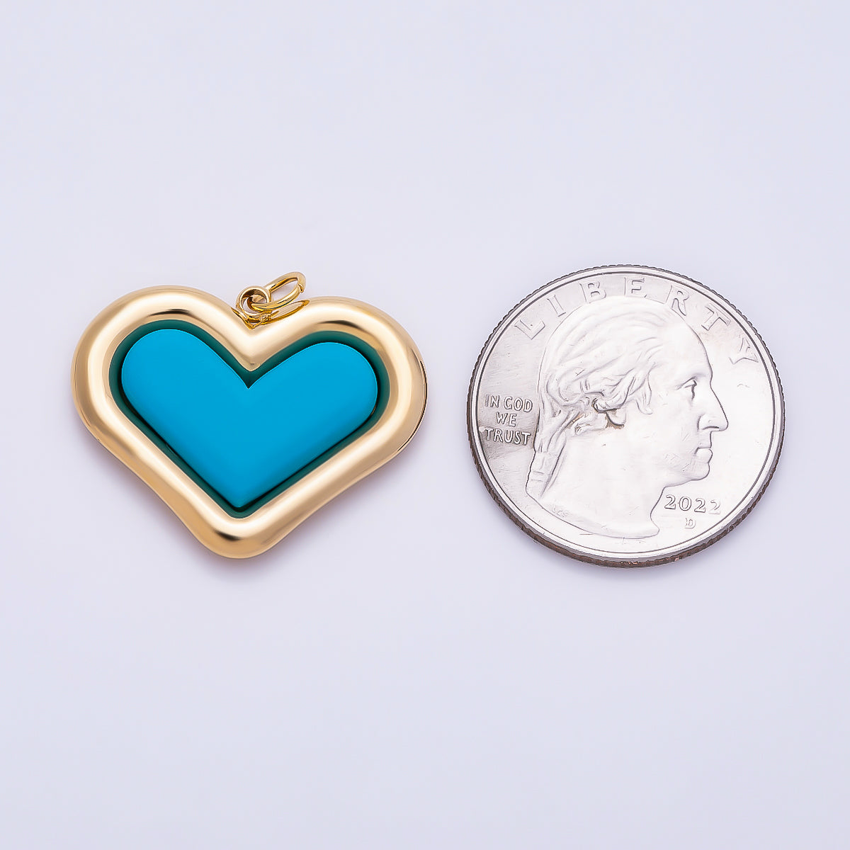 PVD Gold Stainless Steel 27mm Heart Bezel Enamel Charm | Charms-01338 ~ Charms-01342
