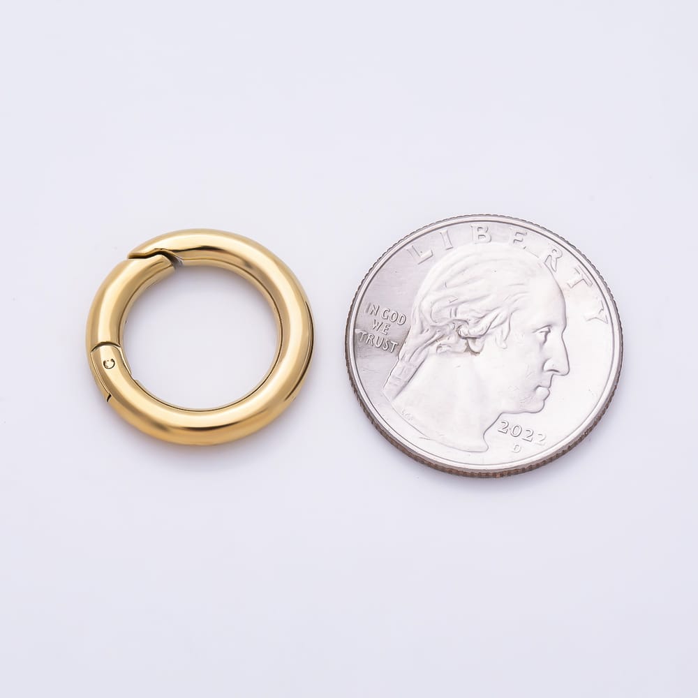 Stainless Steel Round Spring Gate Ring Push Clasp Findings | Findings-00601 - Findings-00610