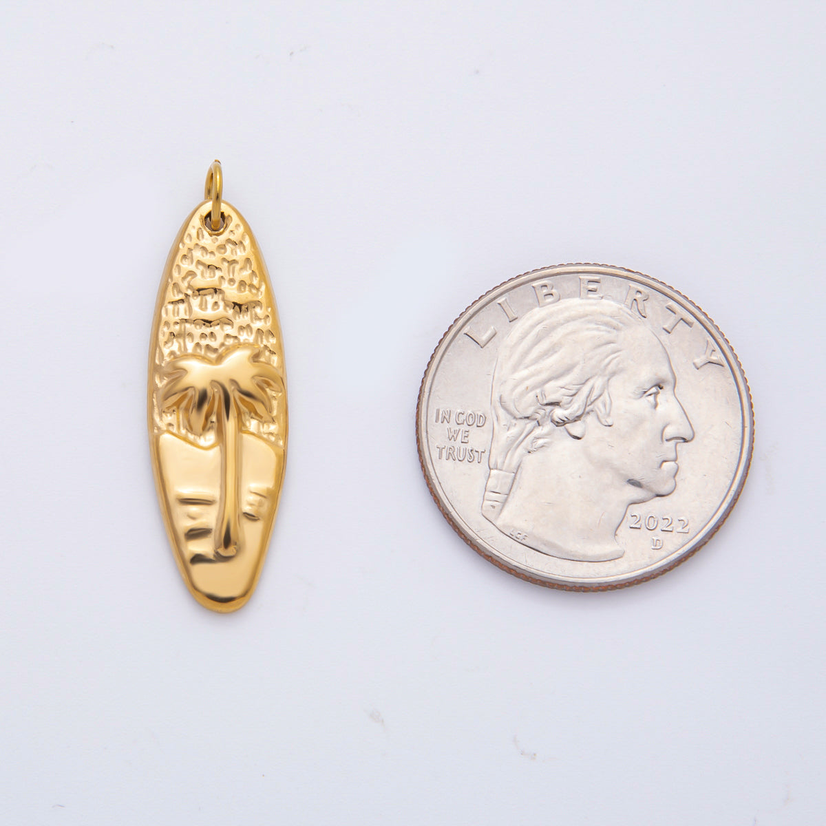 Stainless Steel 33.5mm Hawaiian Surfer Nautical Palm Tree Charm | C-066
