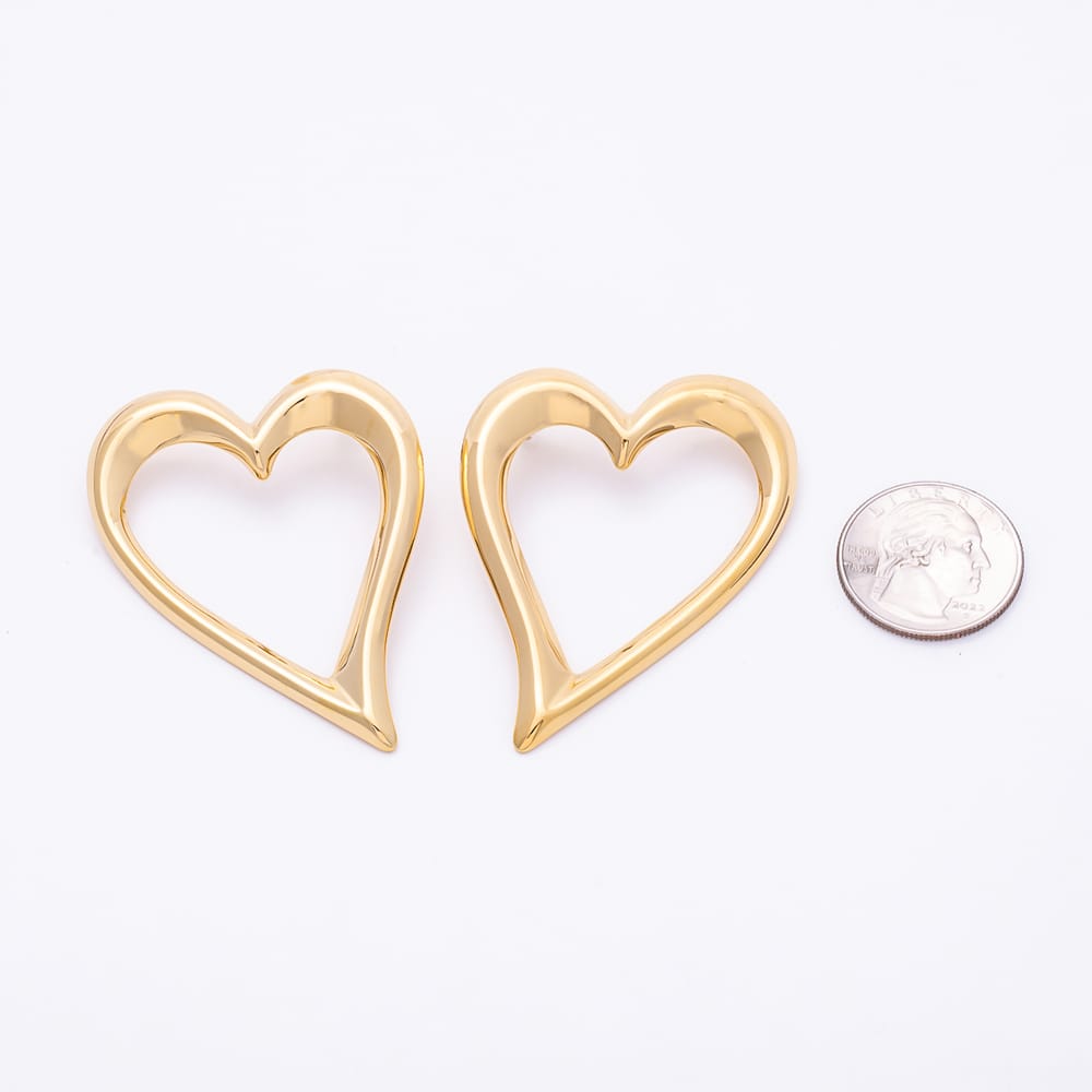 Stainless Steel PVD 60mm Minimalist Large Open Heart Stud Earrings | Earrings-01163