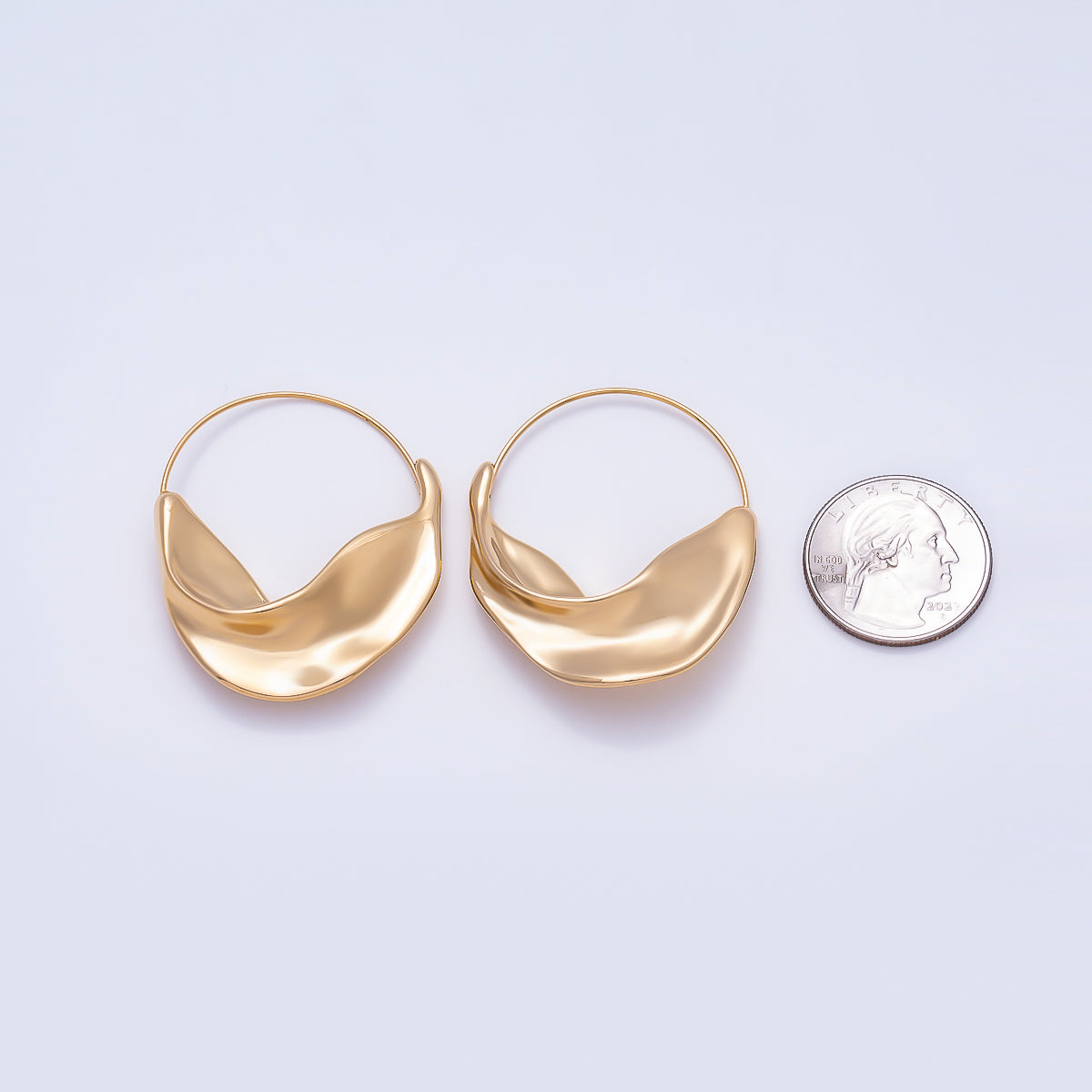 Stainless Steel 45mm Minimalist Geometric Foil Circular Round Hoop | Earrings-0015