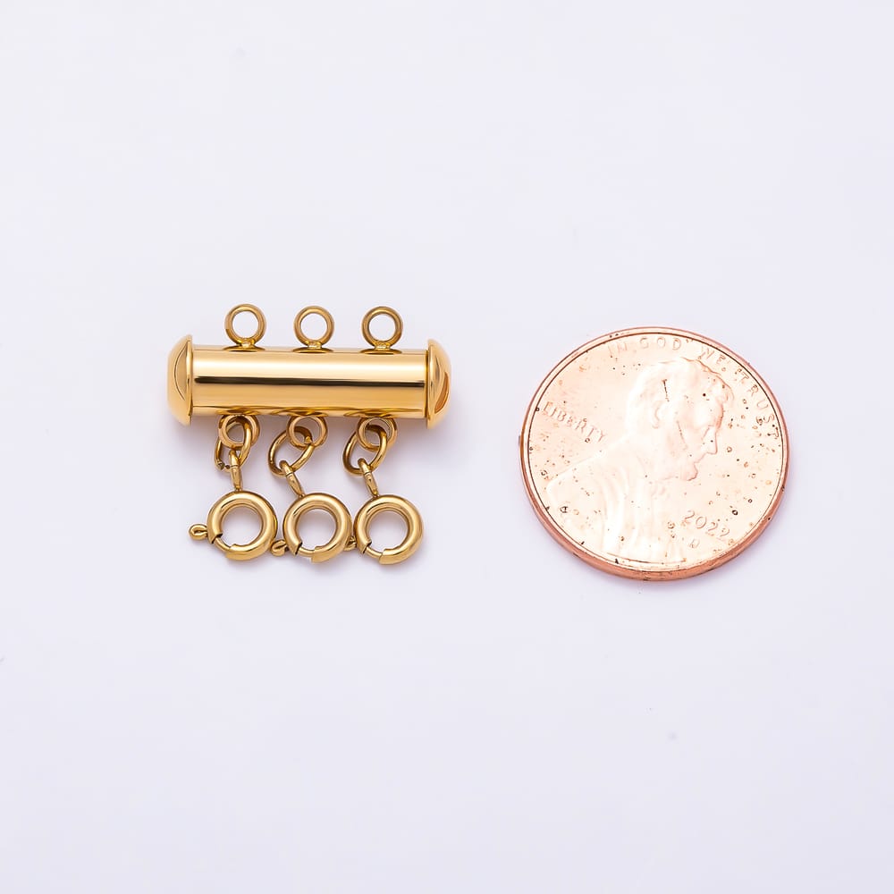 Stainless Steel 20mm 3-Strand Minimalist Round Multi Clasp Detangler Layer Necklace Closure Findings | Findings-00673