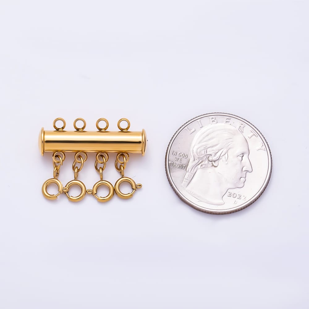 Stainless Steel 20mm 4-Strand Minimalist Round Multi Clasp Detangler Layer Necklace Closure Findings | Findings-00674