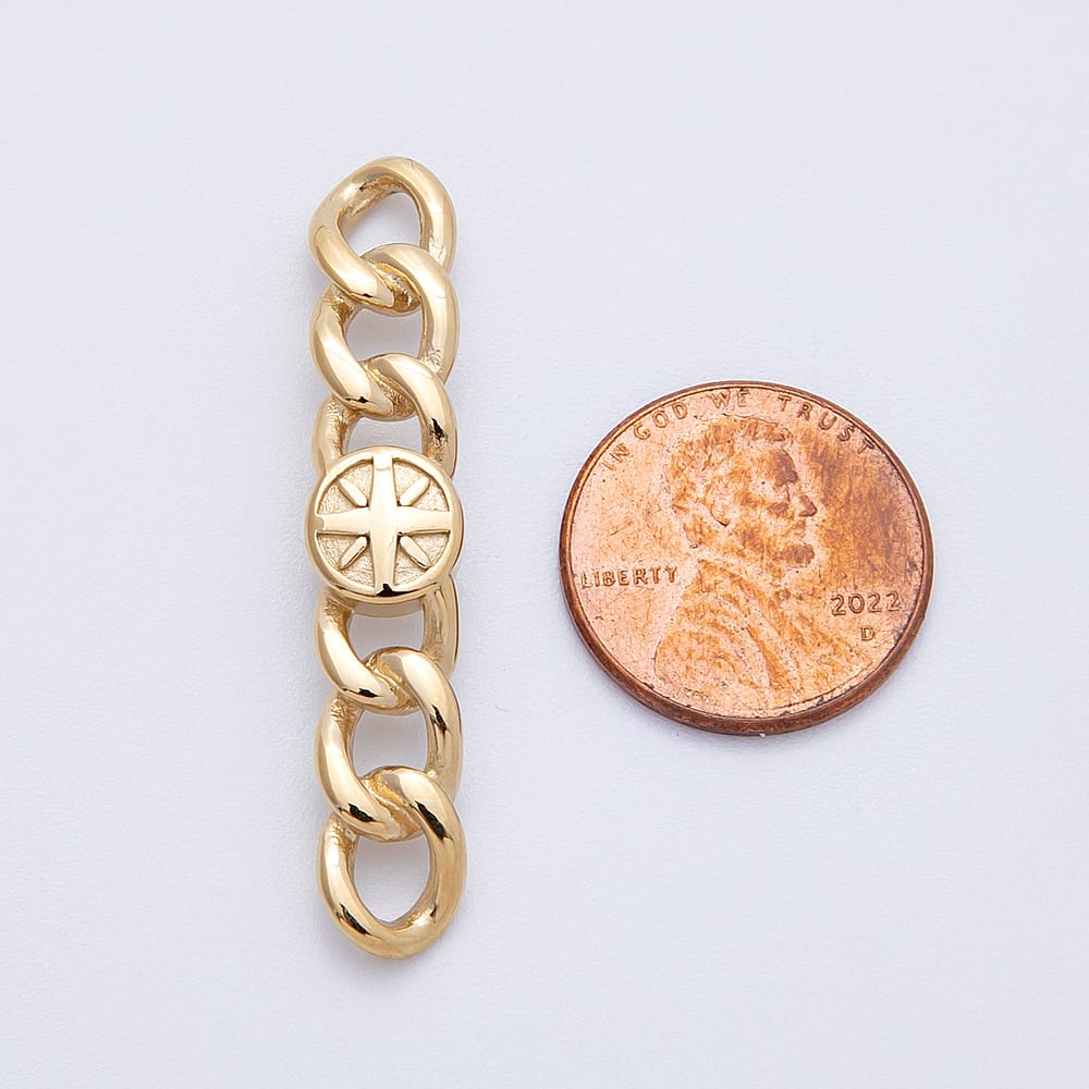 Stainless Steel 42mm North Star Compass Curb Chain Connector Bar Findings | Findings-00590