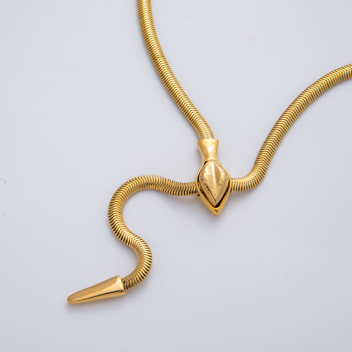 Gold Stainless Steel 4mm Herringbone Snake Chain 25 Inches Necklace w. Extender | WA-1402 WA-1403