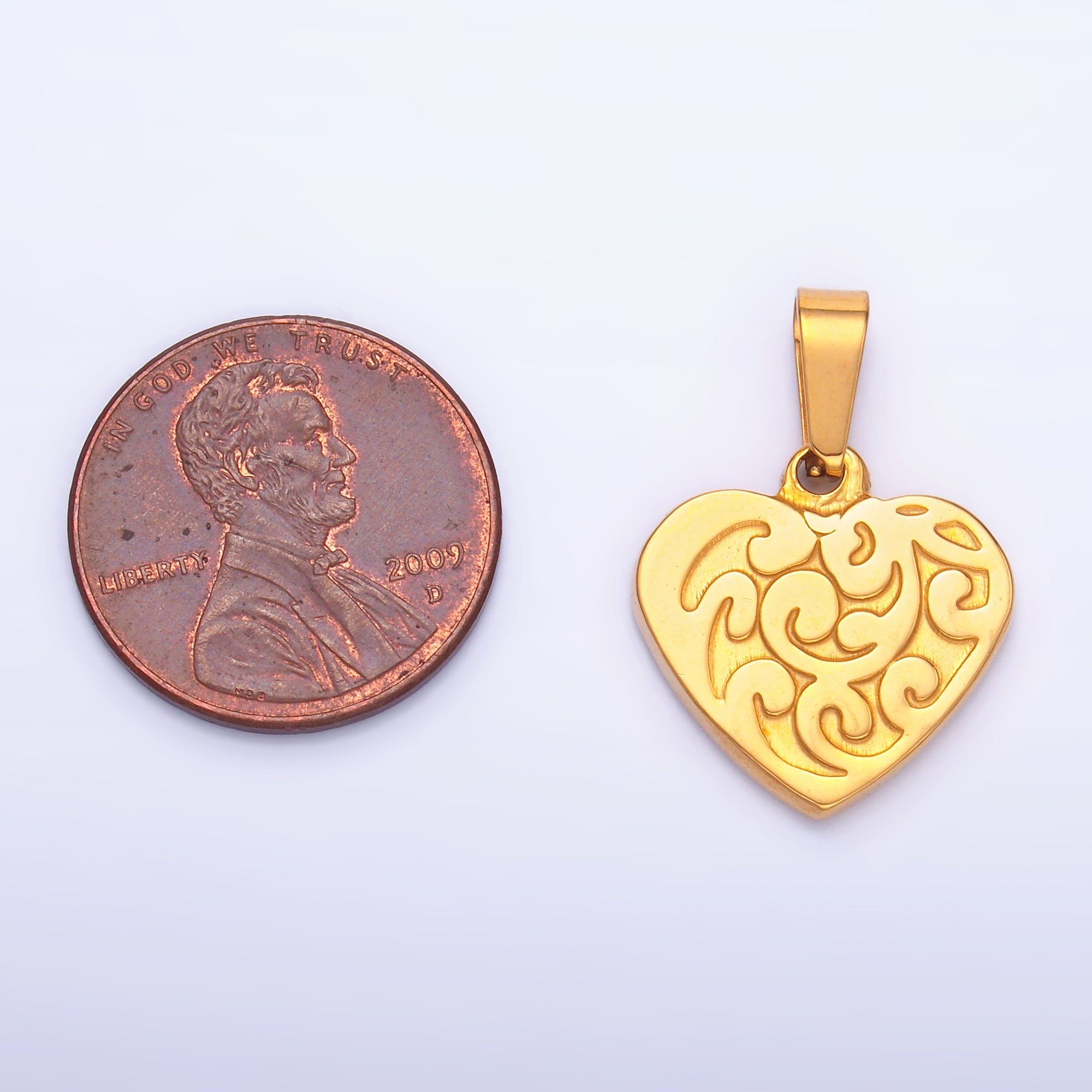 Stainless Steel Artisan Curve Heart Pendant | P1553