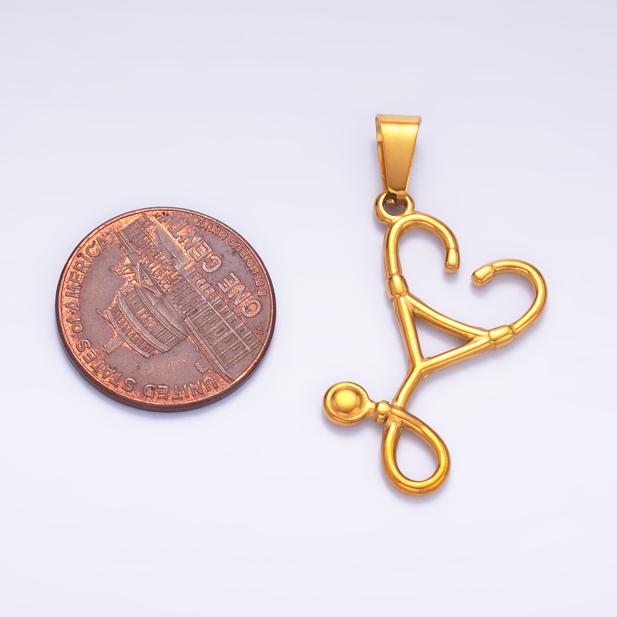 Stainless Steel Stethoscope Medical Heart Pendant | P864