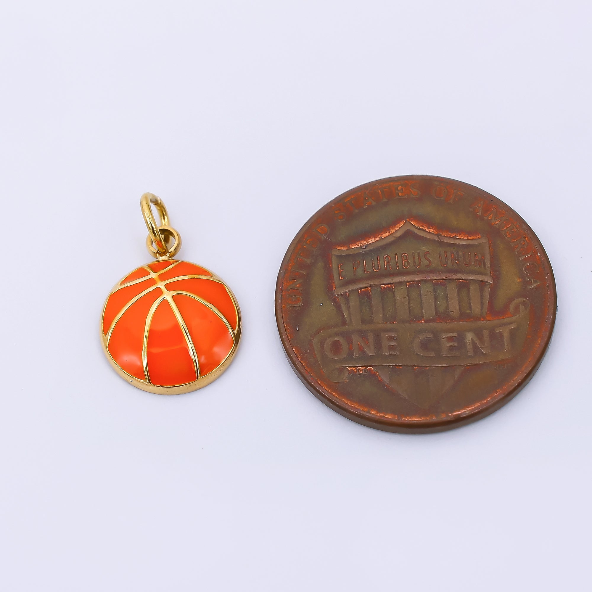 Stainless Steel 12mm Enamel Art Orange Basketball Sport Charm | J-332