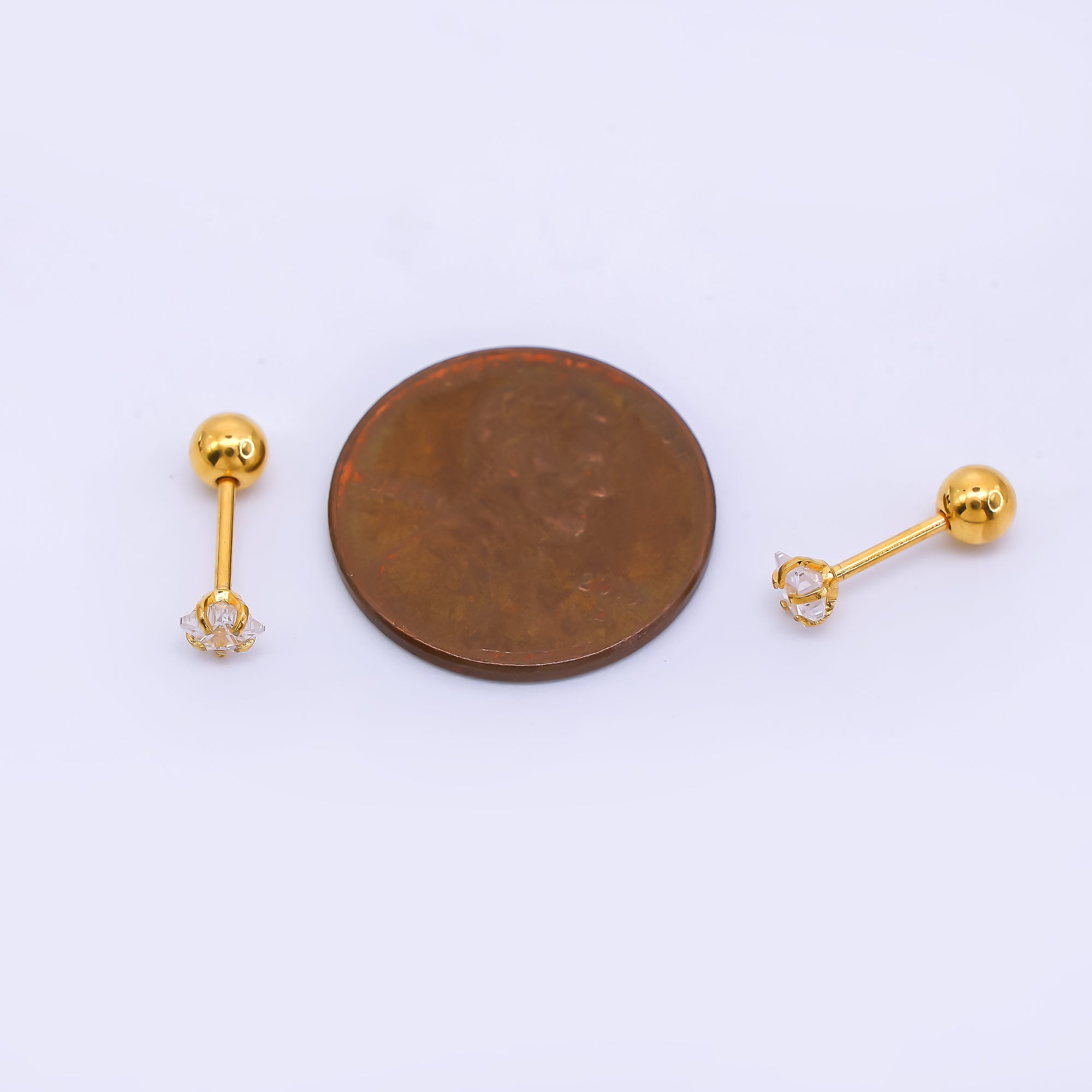 Gold Stainless Steel Star-Shaped CZ Celestial Stud Earrings in Various Sizes | AB1572 - AB1575