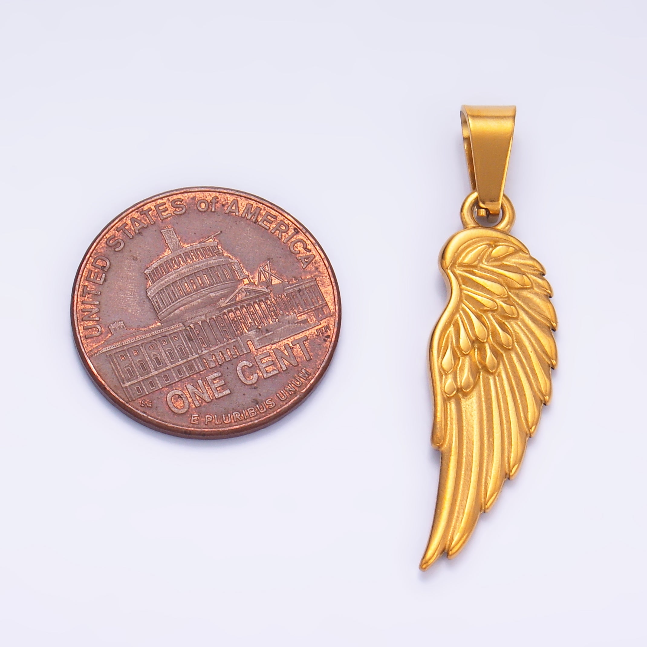 Stainless Steel Minimalist Feather Angel Wings Pendant | P1210