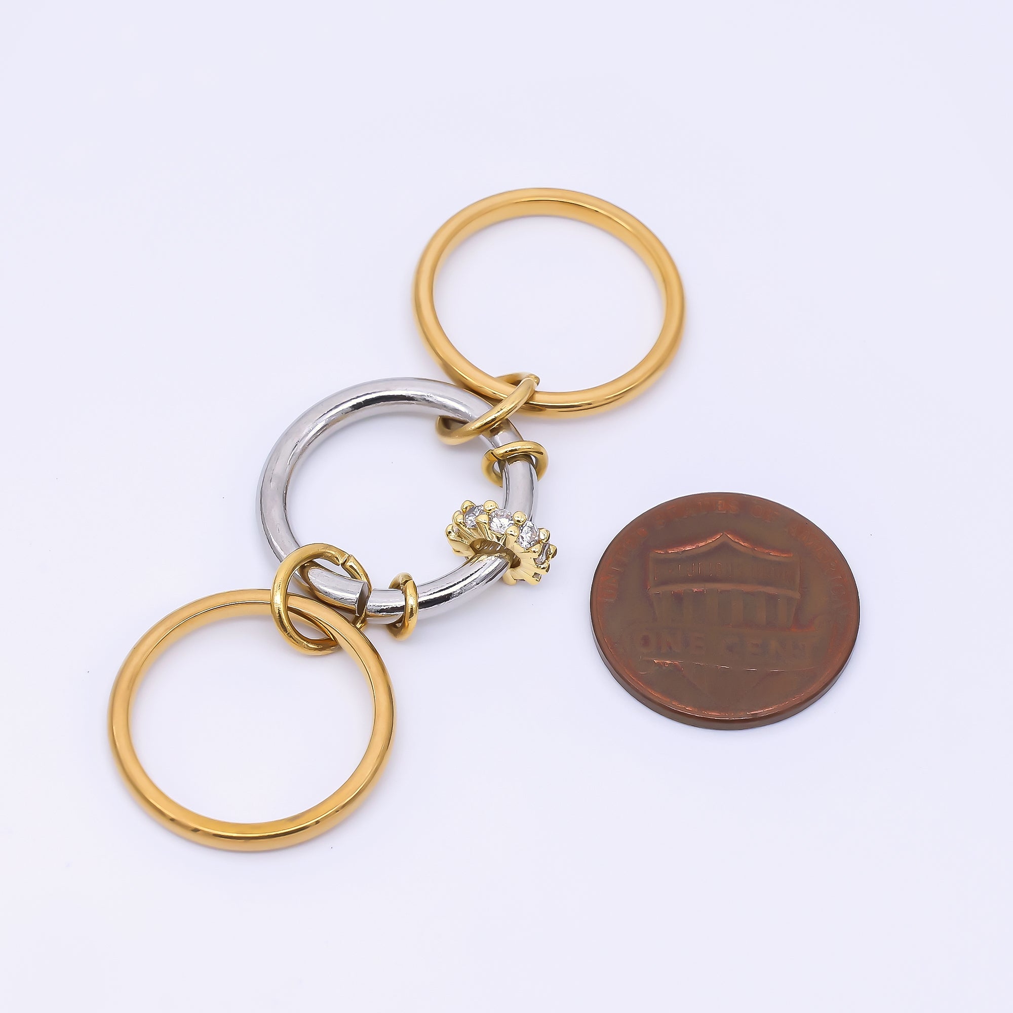 Stainless Steel Mixed Metal Multiple Interlocked Bands Stacking Ring | O1438