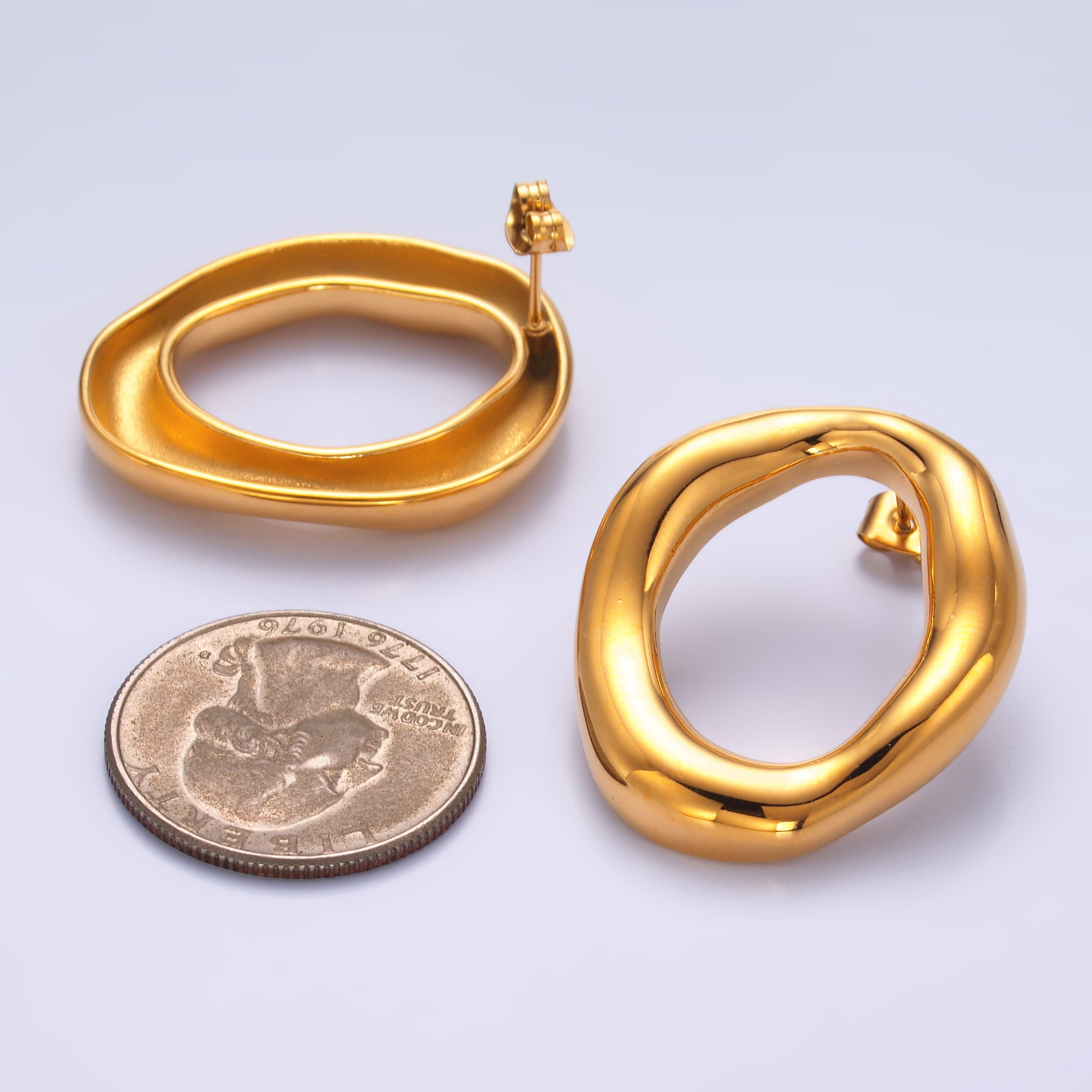 Stainless Steel Minimalist Molten Round Stud Earrings | AB746