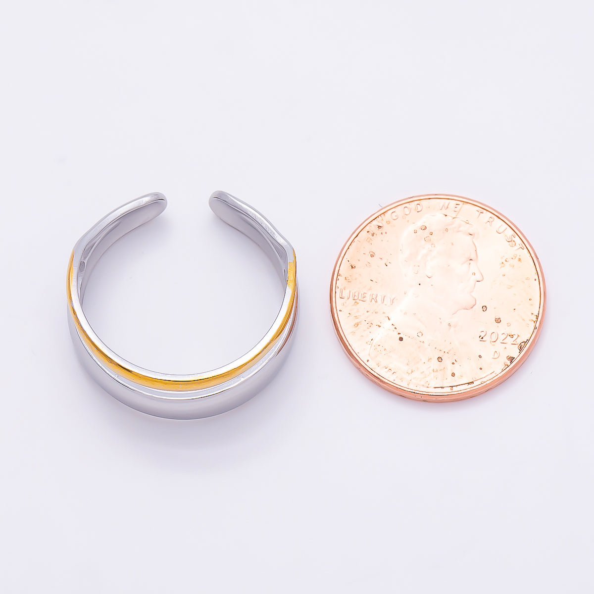 Stainless Steel Mixed Metal Minimalist Double Band Ring | Rings-00187