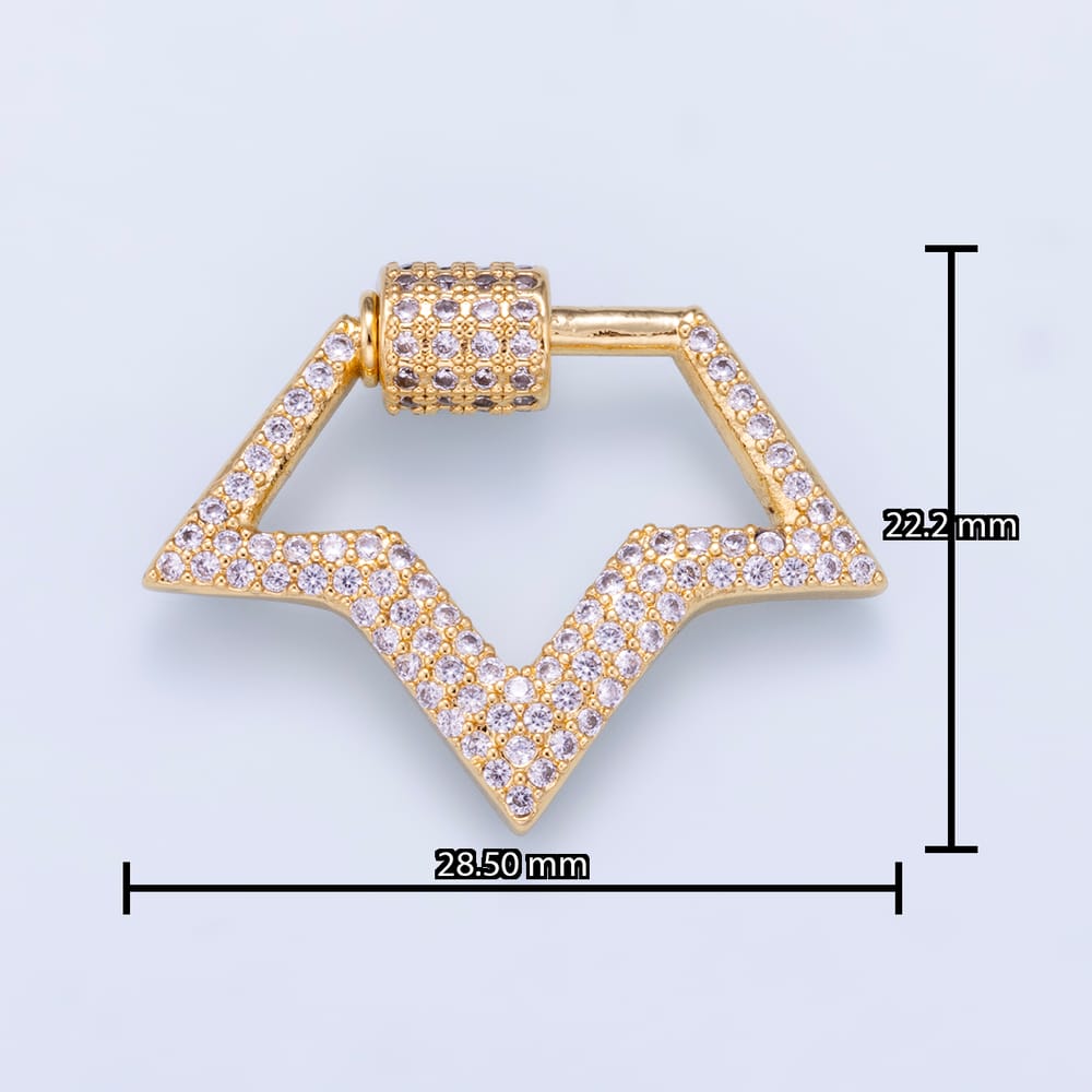 16K Gold Filled 28.5mm Micro Paved CZ Star Carabiner Closure Findings | Findings-00200