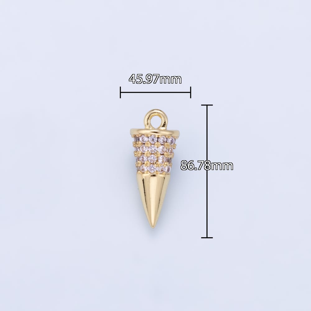16K Gold Filled 46mm Micro Paved CZ Spiked Mini Charm | Charms-02469