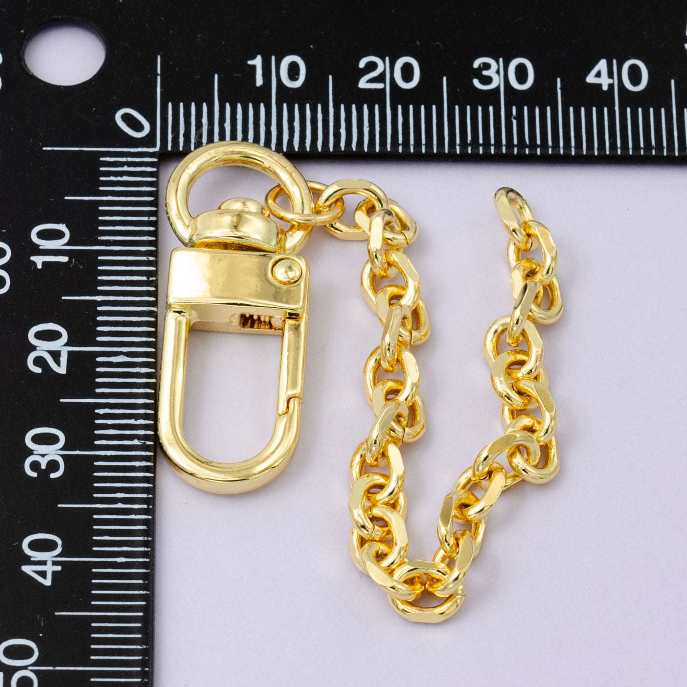 24K Gold Filled Edged Cable Chain Bag Purse Charm Swivel Keychain Findings | WA-2746