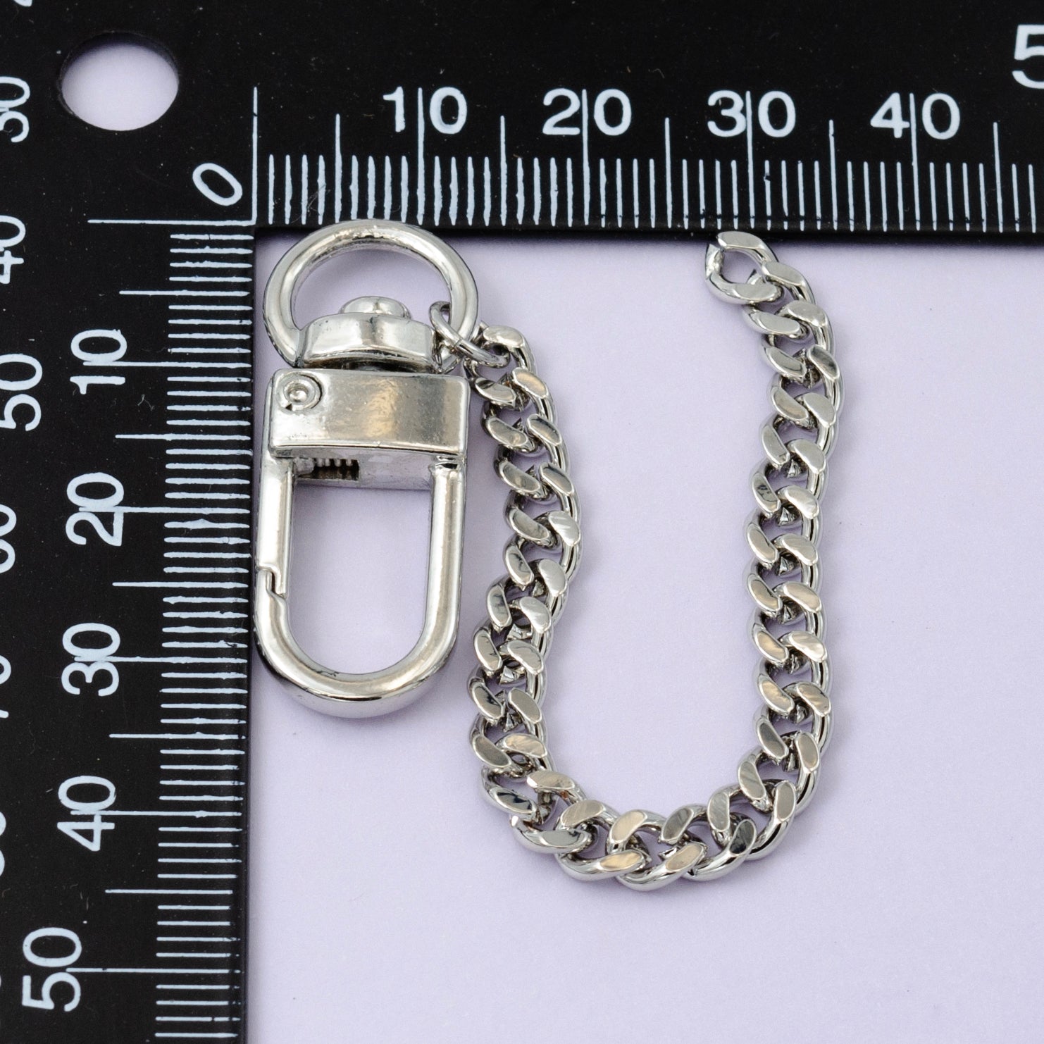 Stainless Steel Curb Chain Bag Purse Charm Swivel Keychain Finding | WA-2745