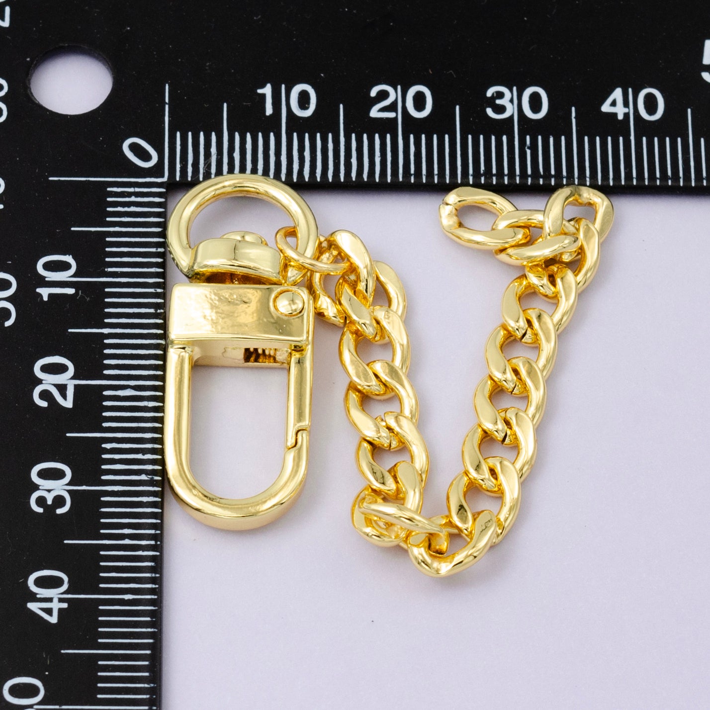 24K Gold Filled Curb Chain Bag Purse Charm Swivel Keychain Findings | WA-2747