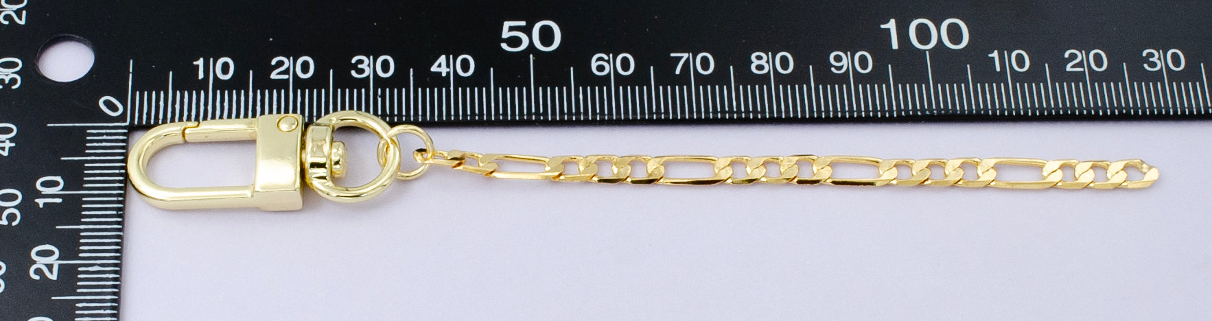 24K Gold Filled Figaro Chain Link Bag Purse Charm Swivel Keychain Finding | WA-2755