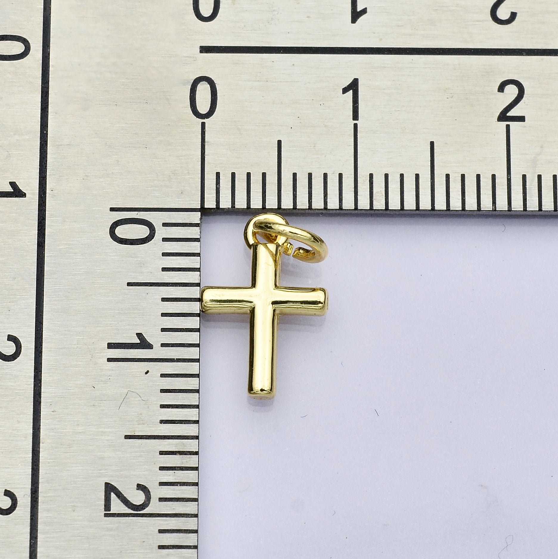 14K Gold Filled 12mm Minimalist Cross Mini Charm | AH638