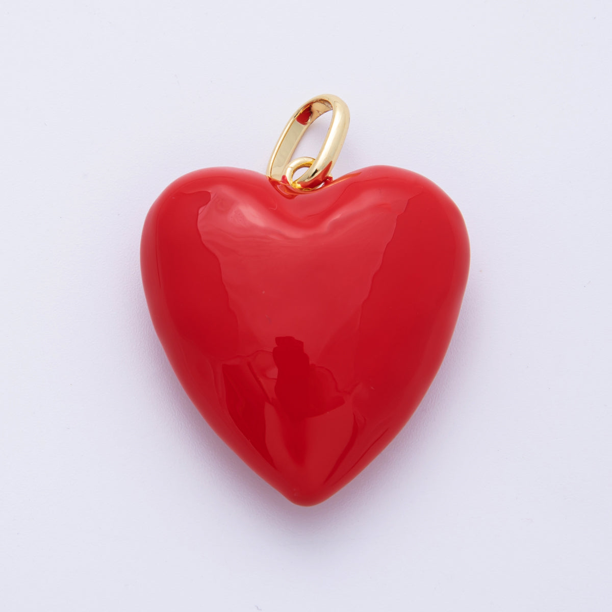 18K Gold Filled 35mm Yellow, Red Enamel Chubby Heart Charm | H138 H100
