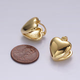 14K Gold Filled 15mm Heart Double Sided Minimalist Latch Hoop Earrings | V059 - DLUXCA
