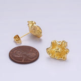 24K Gold Filled Flower Sunburst Molten Stud Earrings | V067 - DLUXCA