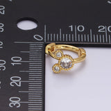 14K Gold Filled Mouse Triple Clear CZ 12mm Cartilage Huggie Earrings | V085 - DLUXCA