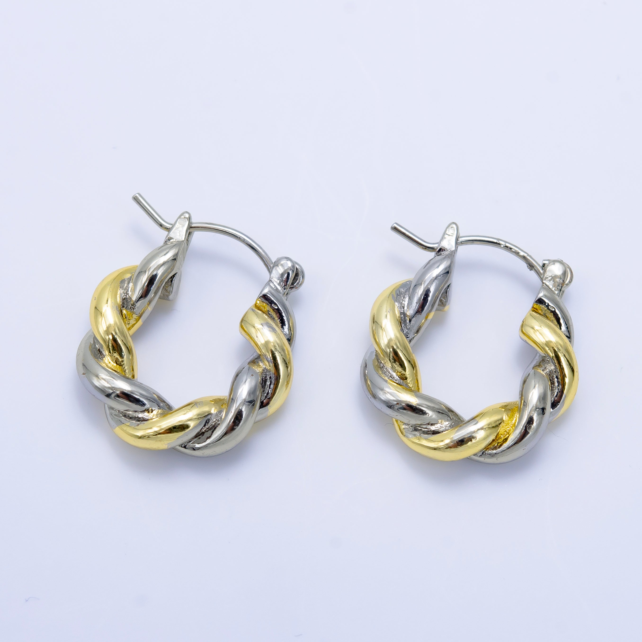 24K Gold Filled Mixed Metal Twist Hook Earring | V107