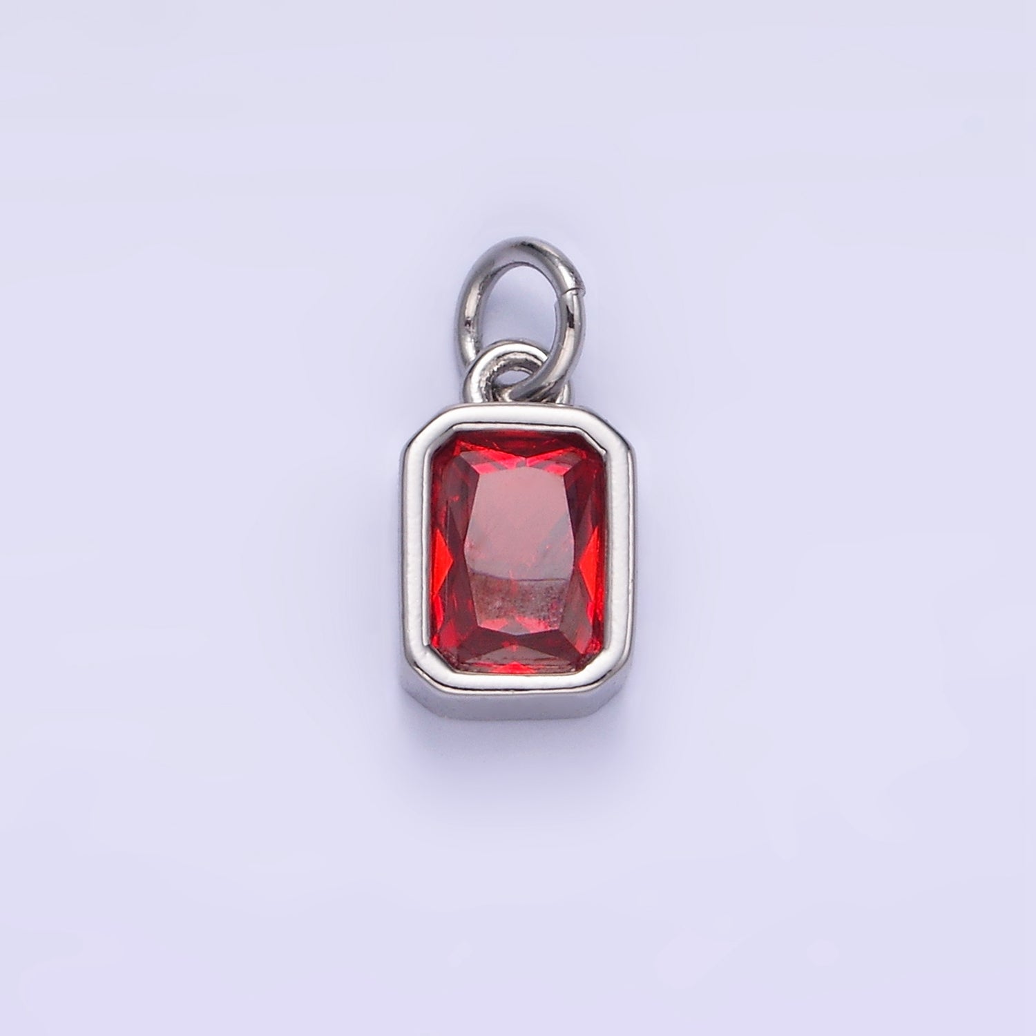 14K Gold Filled Birthstone CZ Baguette Bezel Charm in Gold & Silver | W721 - W728