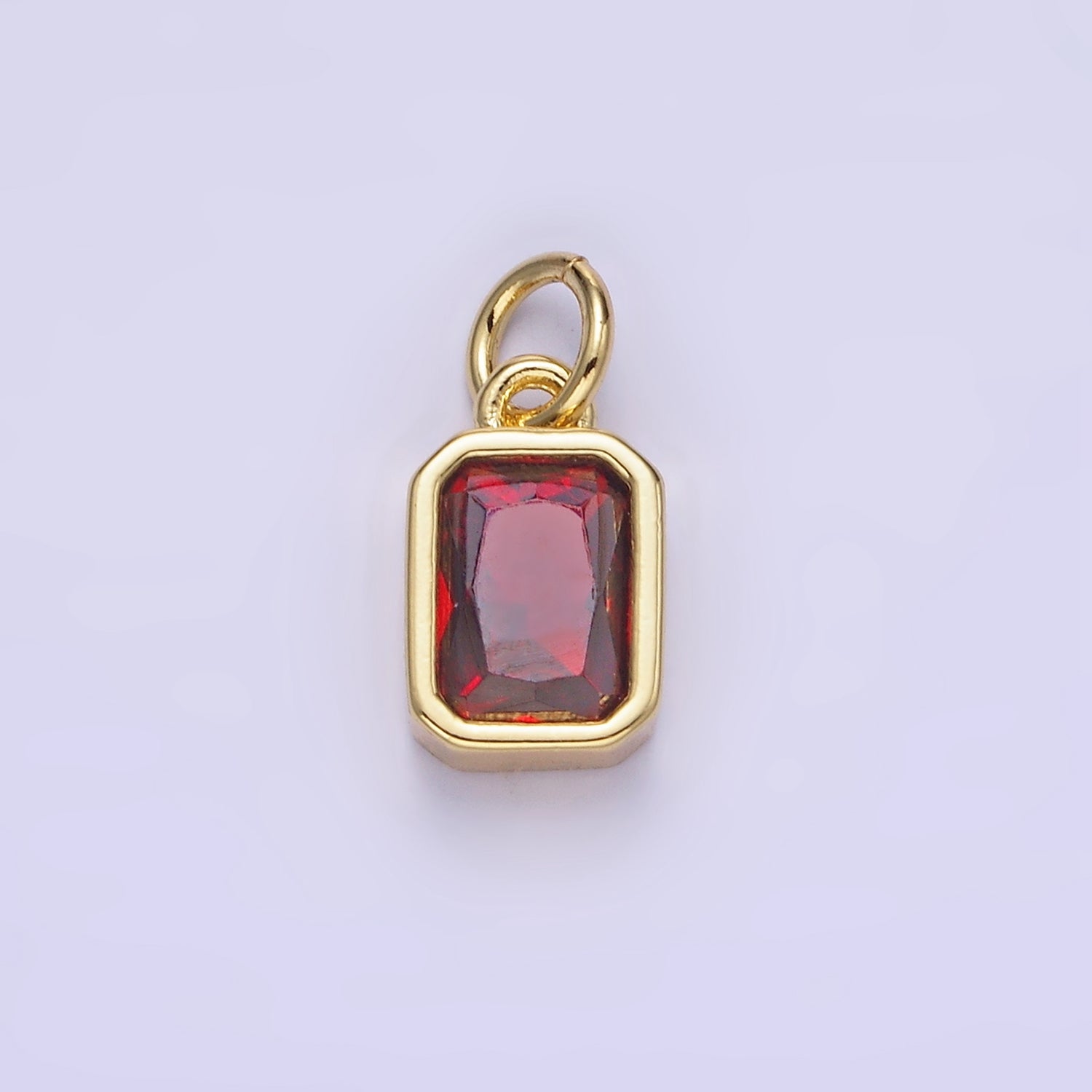 14K Gold Filled Birthstone CZ Baguette Bezel Charm in Gold & Silver | W721 - W728