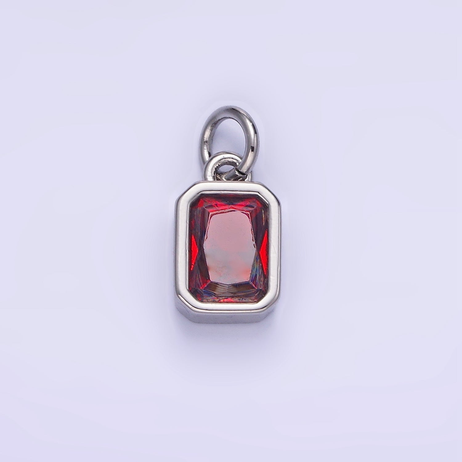 14K Gold Filled Birthstone CZ Baguette Bezel Charm in Gold & Silver | W721 - W728