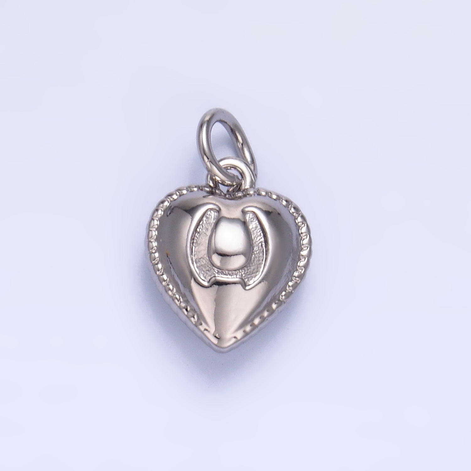 24K Gold Filled Horseshoe Heart Puffy Charm in Gold & Silver | W826