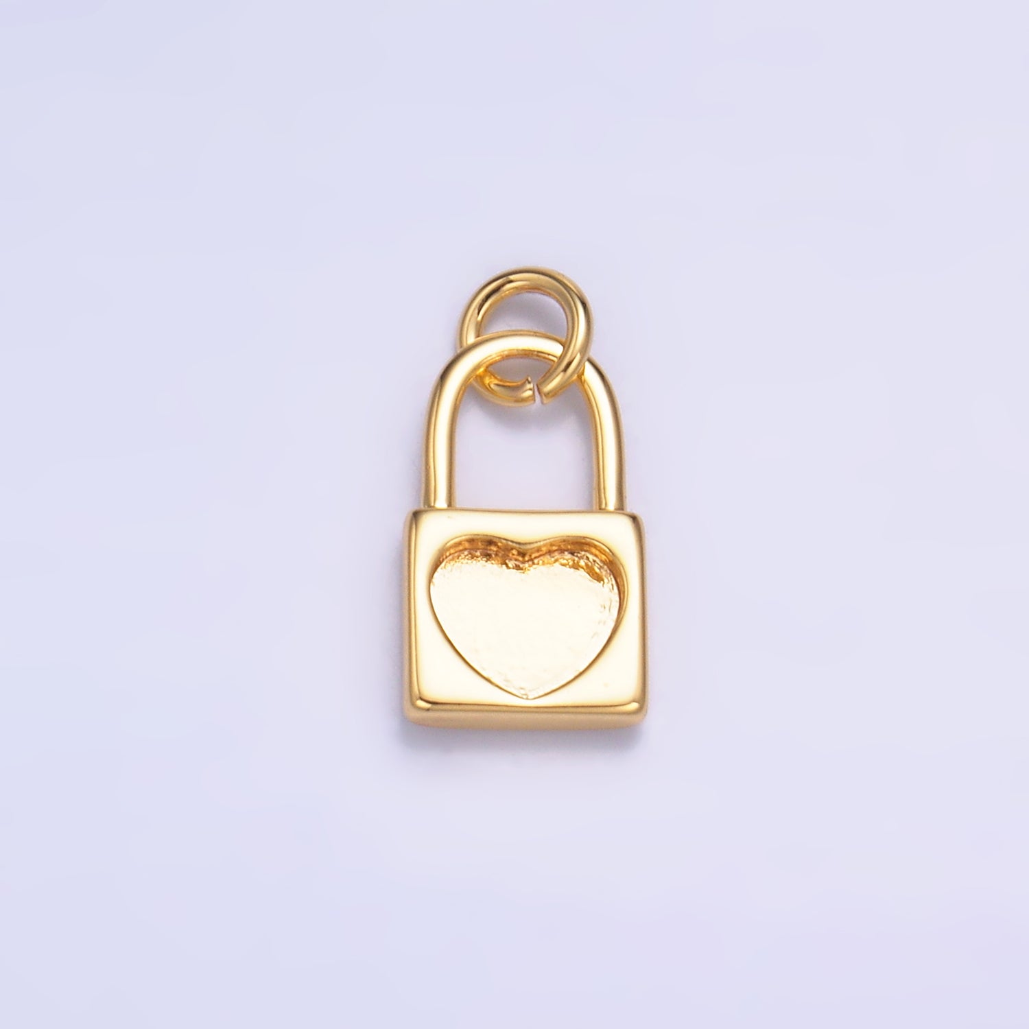 24K Gold Filled Heart Padlock Mini Charm in Gold & Silver | W871