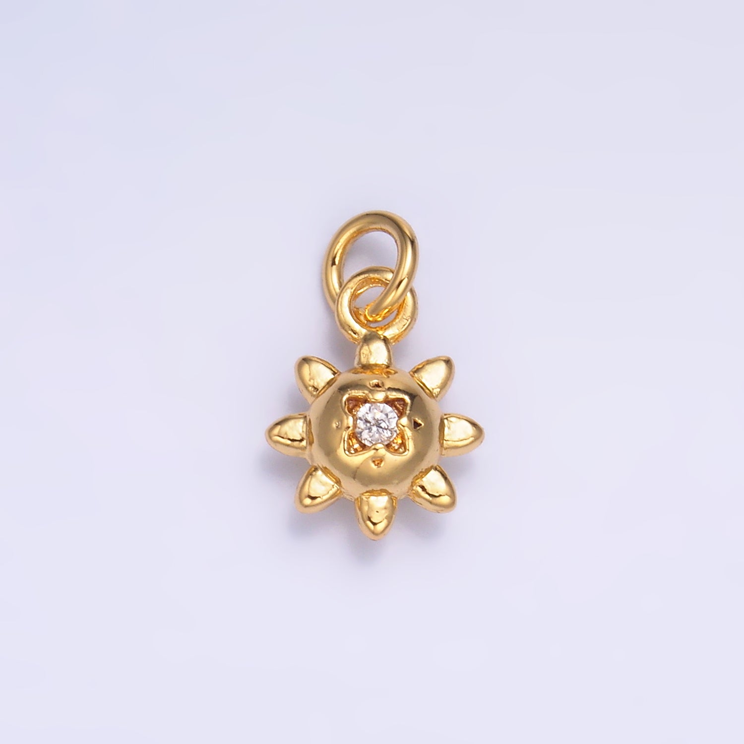 24K Gold Filled CZ Celestial Sun Charm in Gold & Silver | W879