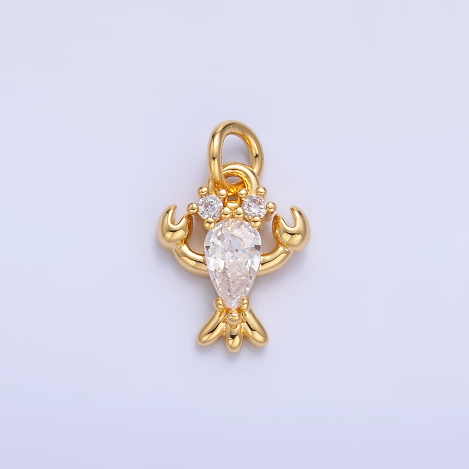 24K Gold Filled Clear CZ Lobster Crustacean Sea Animal Mini Charm in Gold & Silver | W886