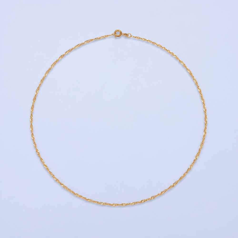 24K Gold Filled 1.5mm Minimalist Singapore Chain 18 Inch Necklace | WA-00092