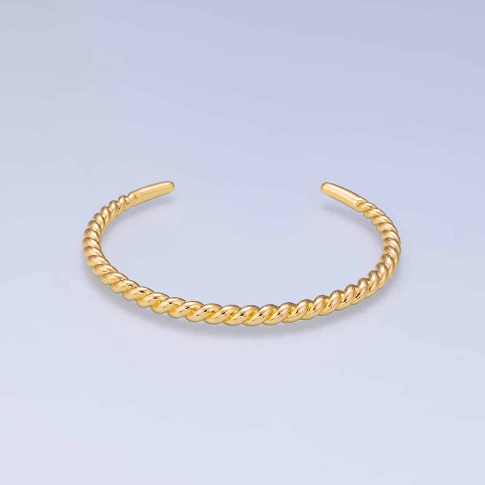 16K Gold Filled Minimalist Rope Geometric Cuff Bracelet | WA-00718