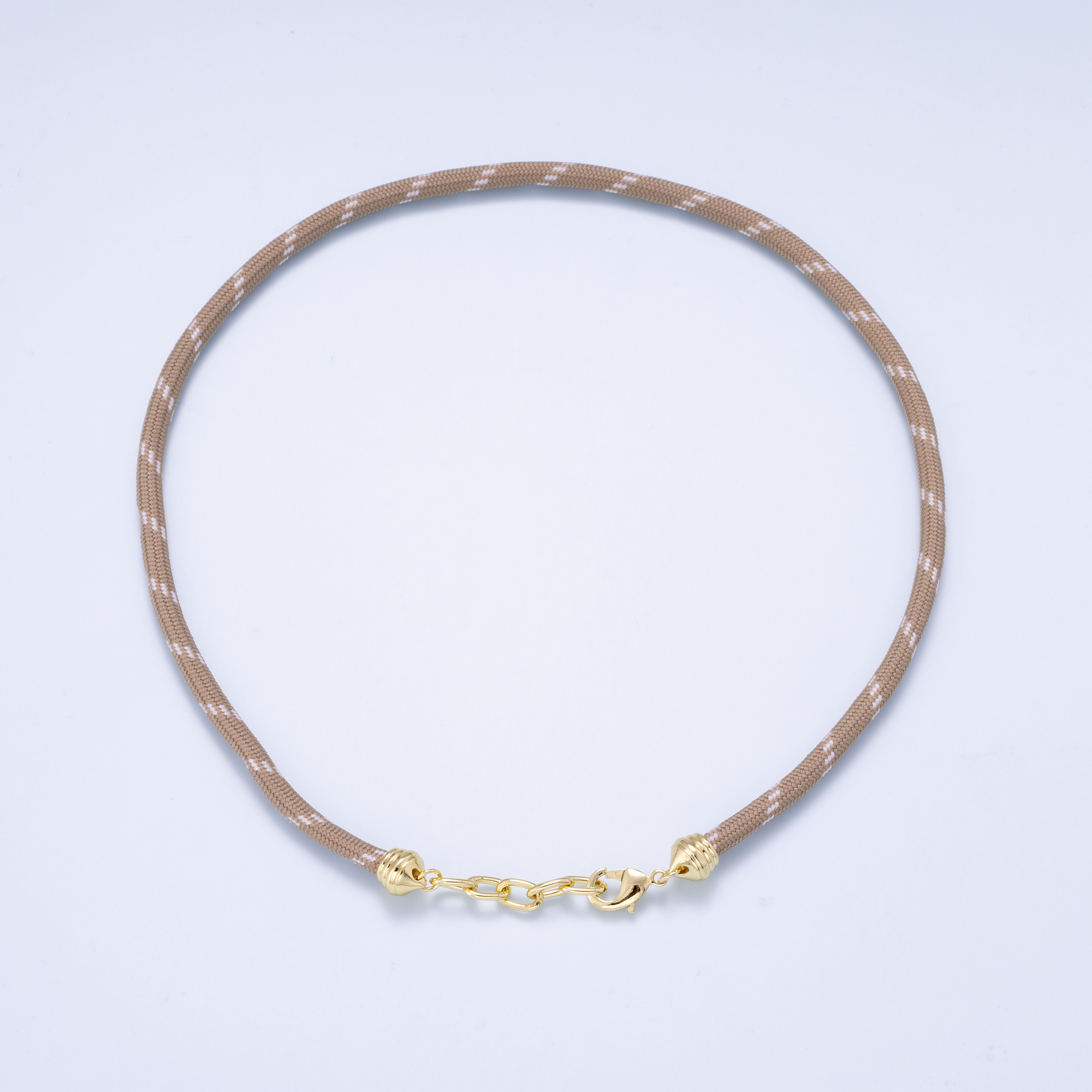 SUMMER 24K Gold Filled 5mm Brown Cotton Cord Paracord Chain 18 Inch Necklace | WA-01070