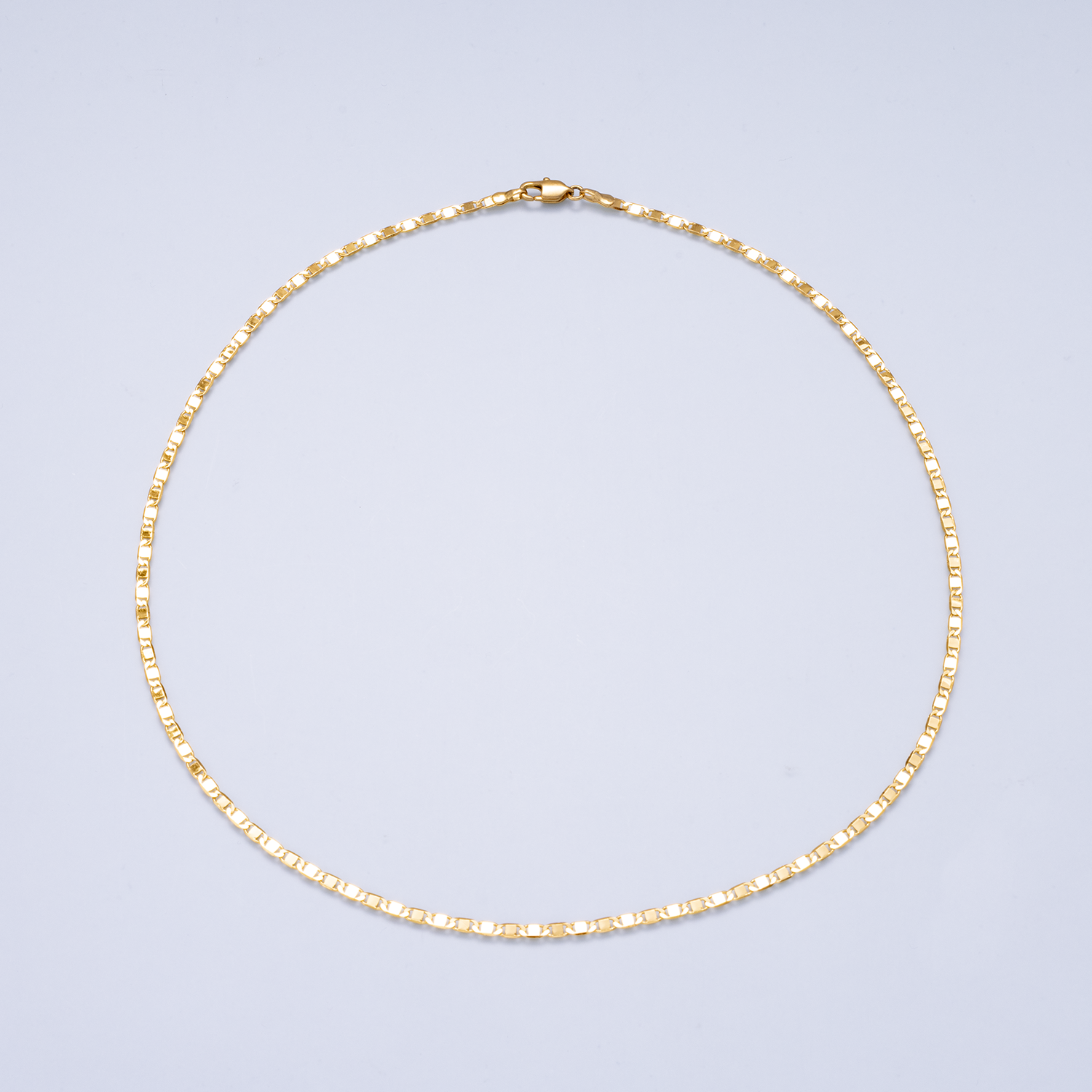 24K Gold Filled 2.5mm Minimalist Mariner Link Chain 17.7 Inch Necklace | WA-01071
