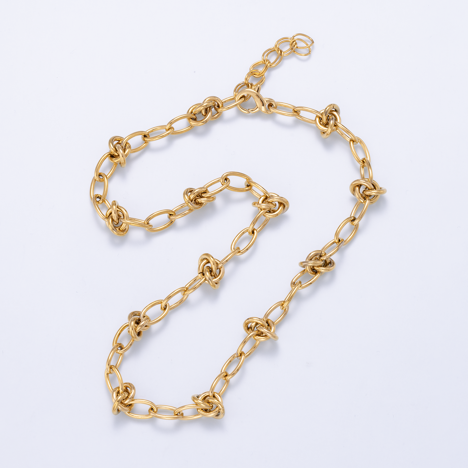 16K Gold Filled 13mm Knot Geometric Paperclip Chain 17.5 Inch Necklace in Gold & Silver | WA-01952 WA-01953