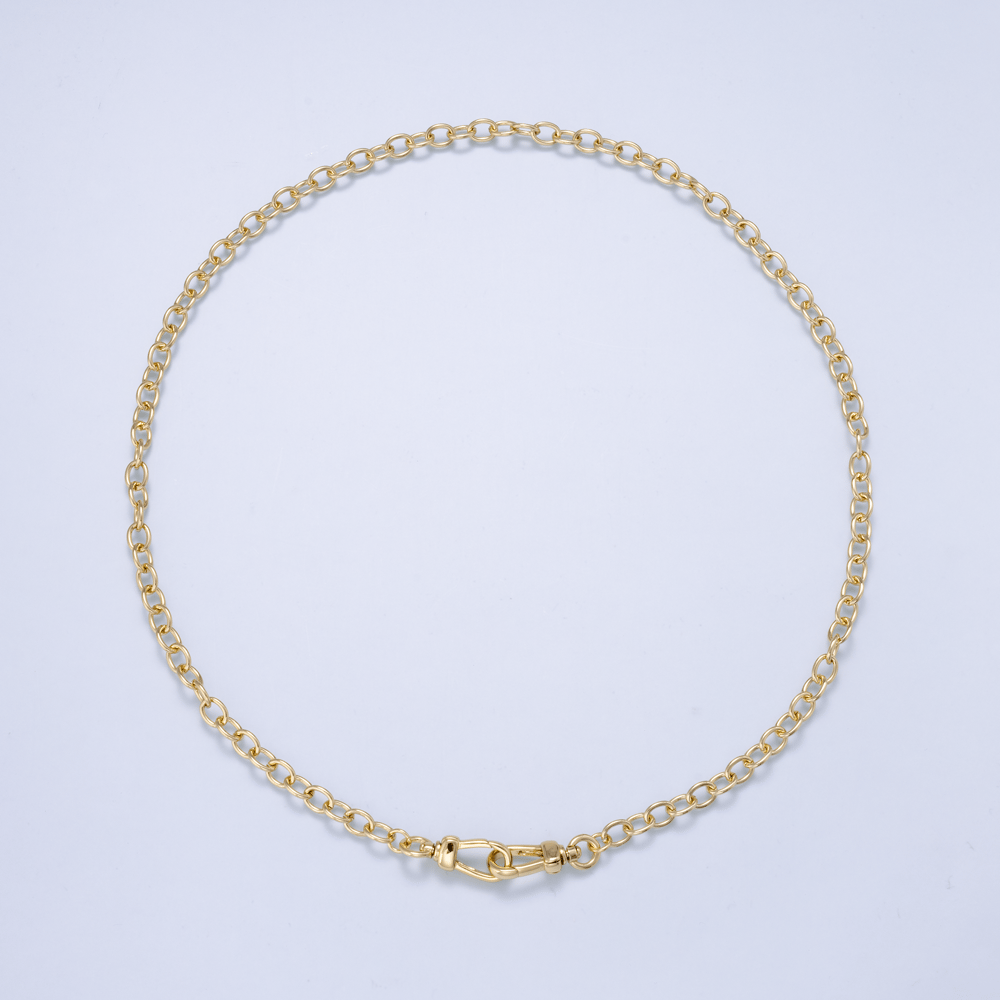 16K Gold Filled 6mm Dual Push Gate Round Rolo Chain 20 Inch Necklace | WA-02027