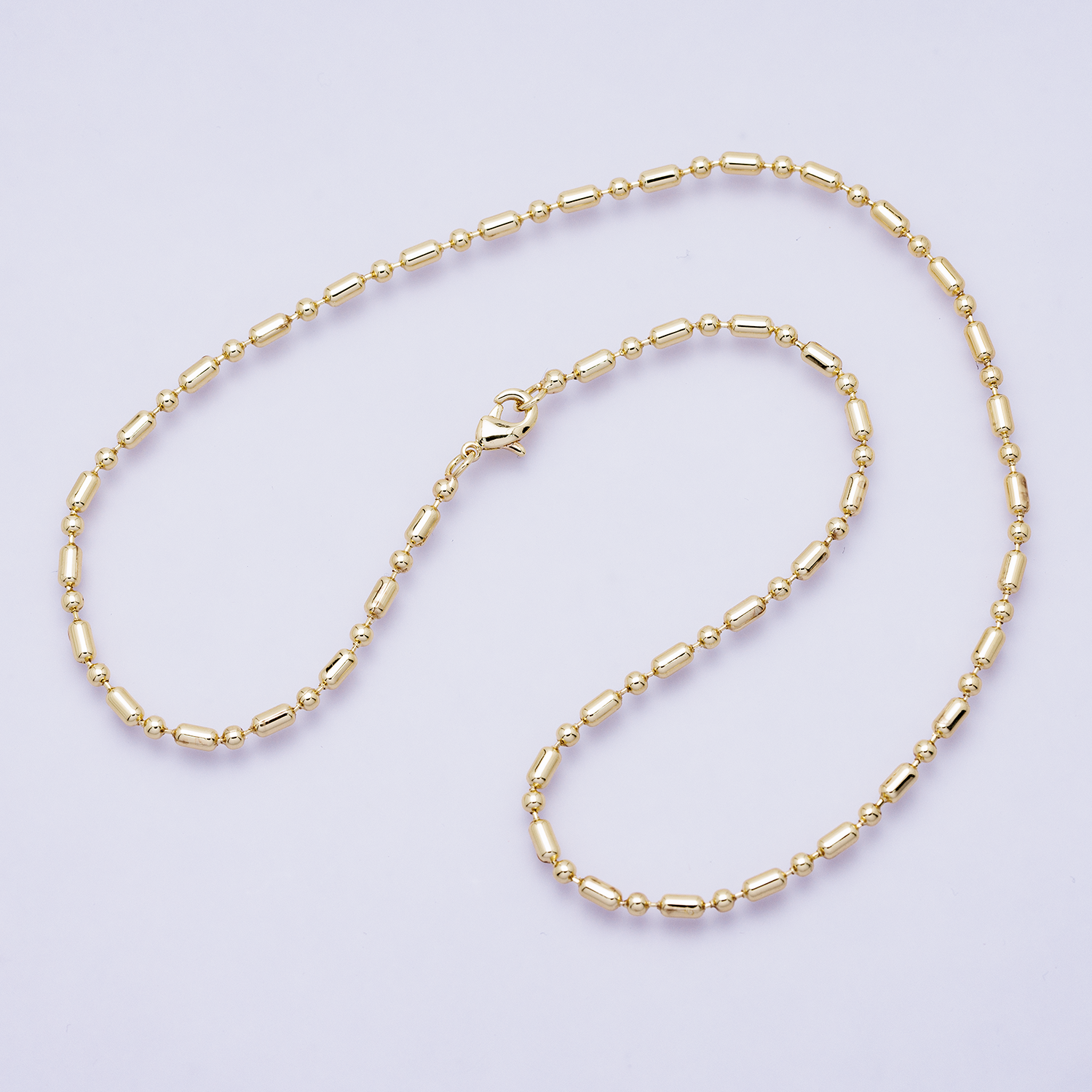 18K Gold Filled 2.4mm Tube Ball Chain 16 Inch Choker Necklace | WA-04167