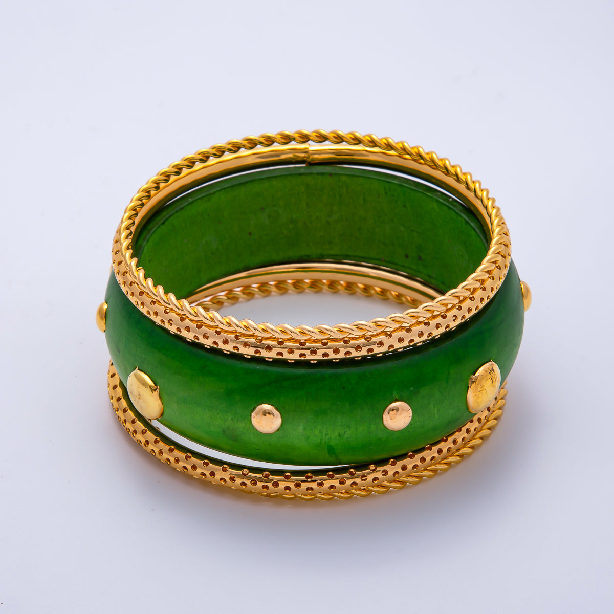 Studded Wood Bangle Statement Bracelet | WA-04308