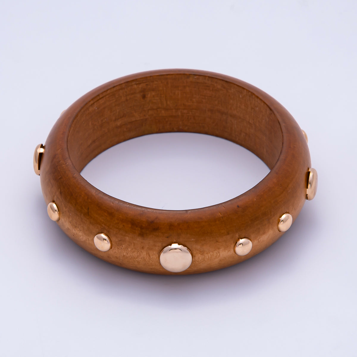 Gold Studded Wood Bangle Stackable Bracelet | WA-04310