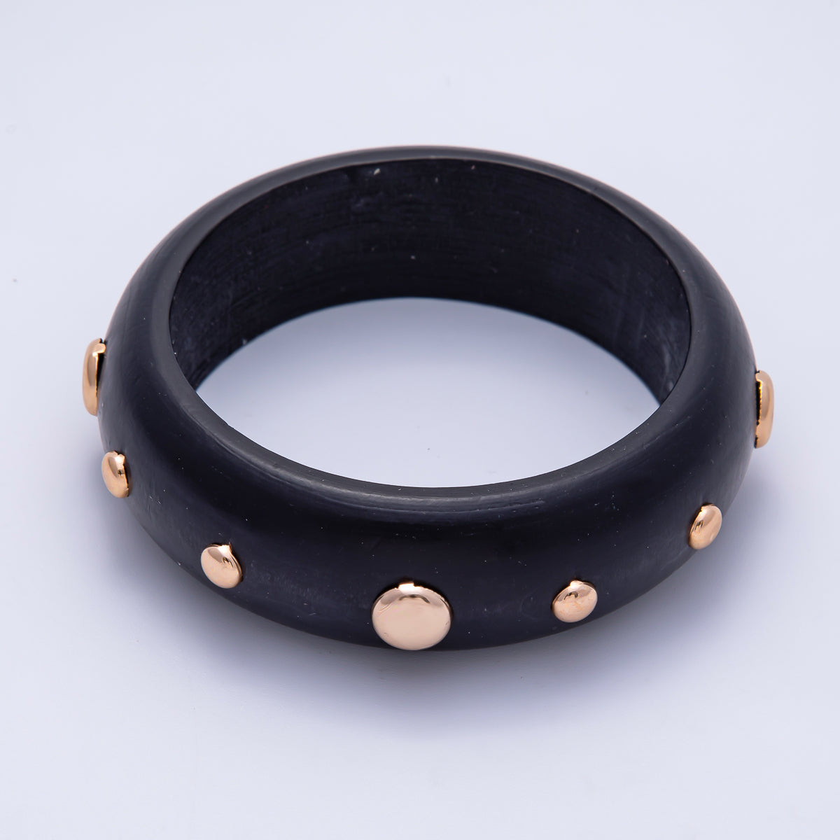 Gold Studded Wood Bangle Stackable Bracelet | WA-04310