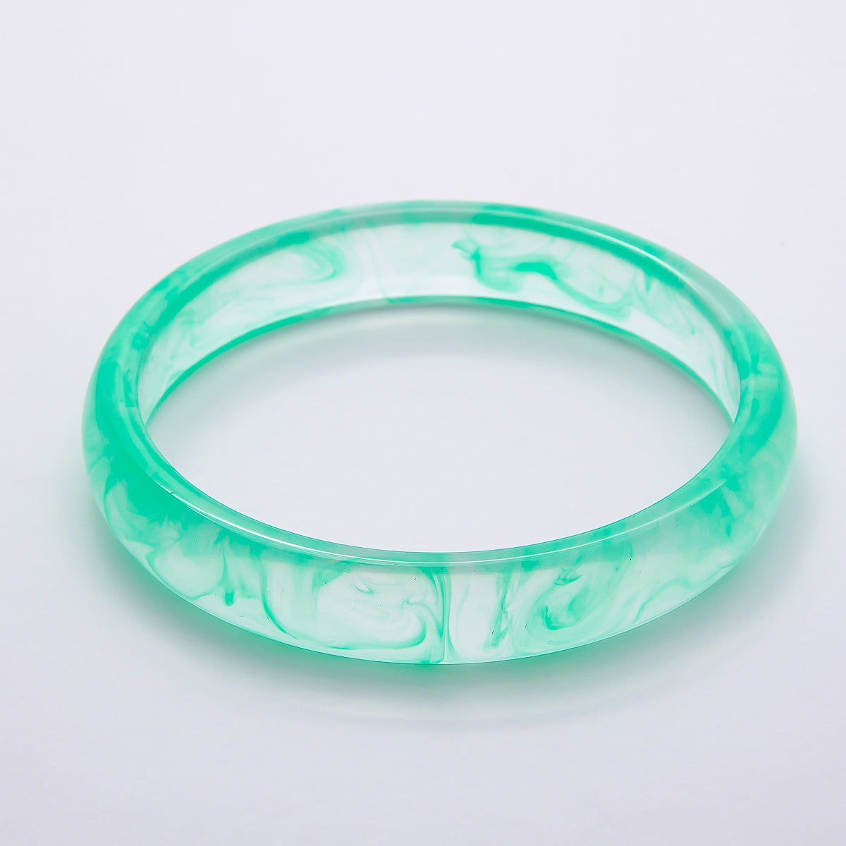 Brown, White, Red, Cream, Blue, Pink, Green, Teal Marble Thin Acrylic Resin Bangle Bracelet | WA-04423 ~ WA-04430