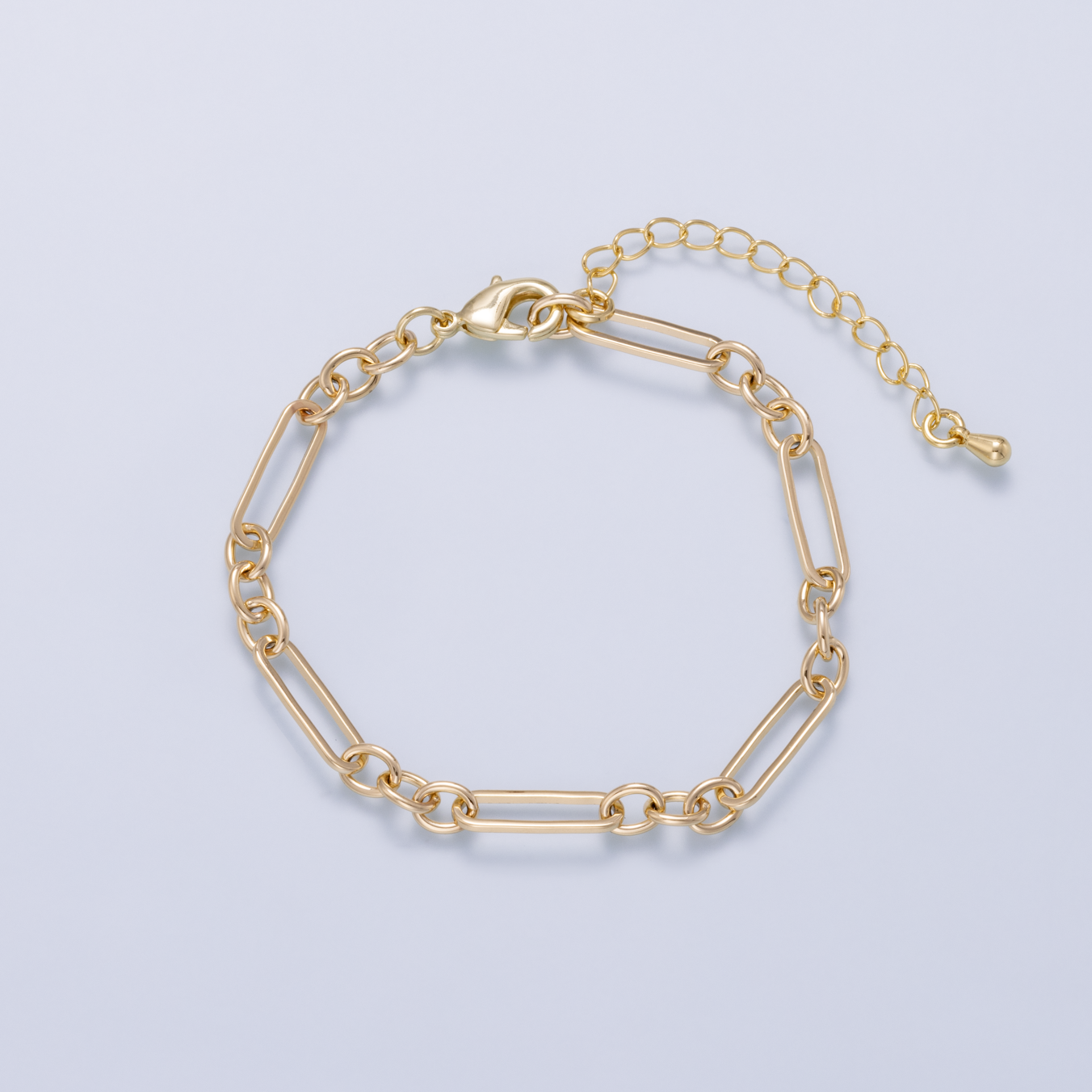 16K Gold Filled 5mm Minimalist Paperclip Chain 6.5 Inch Bracelet | WA-04625
