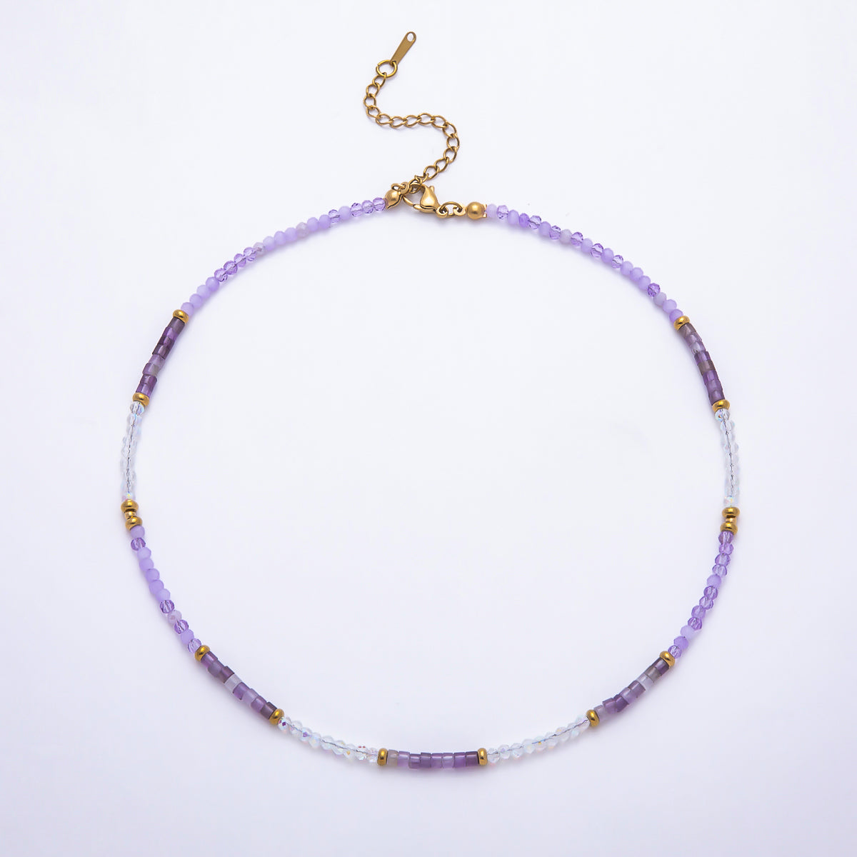 Handmade 4mm Multicolor Multifaceted Round Tube Gemstone Chain 16 Inch Necklace | WA-00095 ~ WA-00098